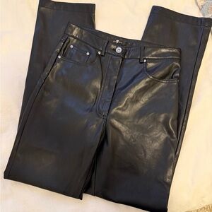 Black Faux Leather Straight Leg Pants